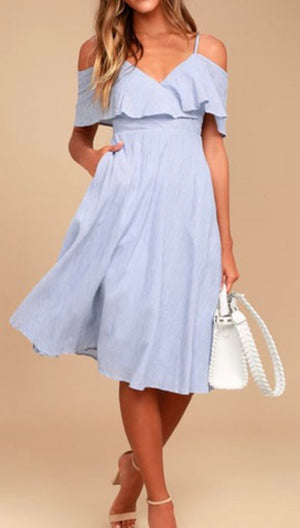 TASHA off shoulder ruffle chiffon dress