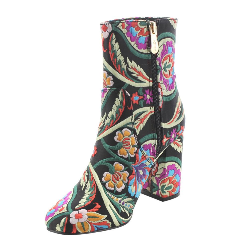 The colorful Floral Embroidery Ankle Booties.