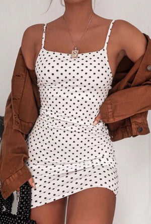 TAMERA strap polka dot dress