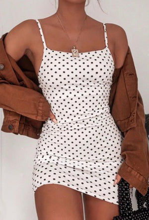 TAMERA strap polka dot dress