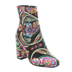 The colorful Floral Embroidery Ankle Booties.