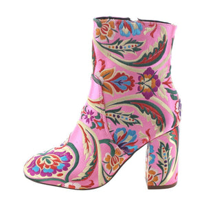 The colorful Floral Embroidery Ankle Booties.